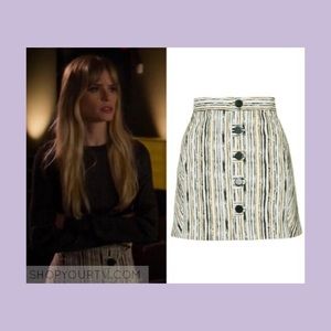 Topshop “Scratch Stripe Button  A-Line Skirt”